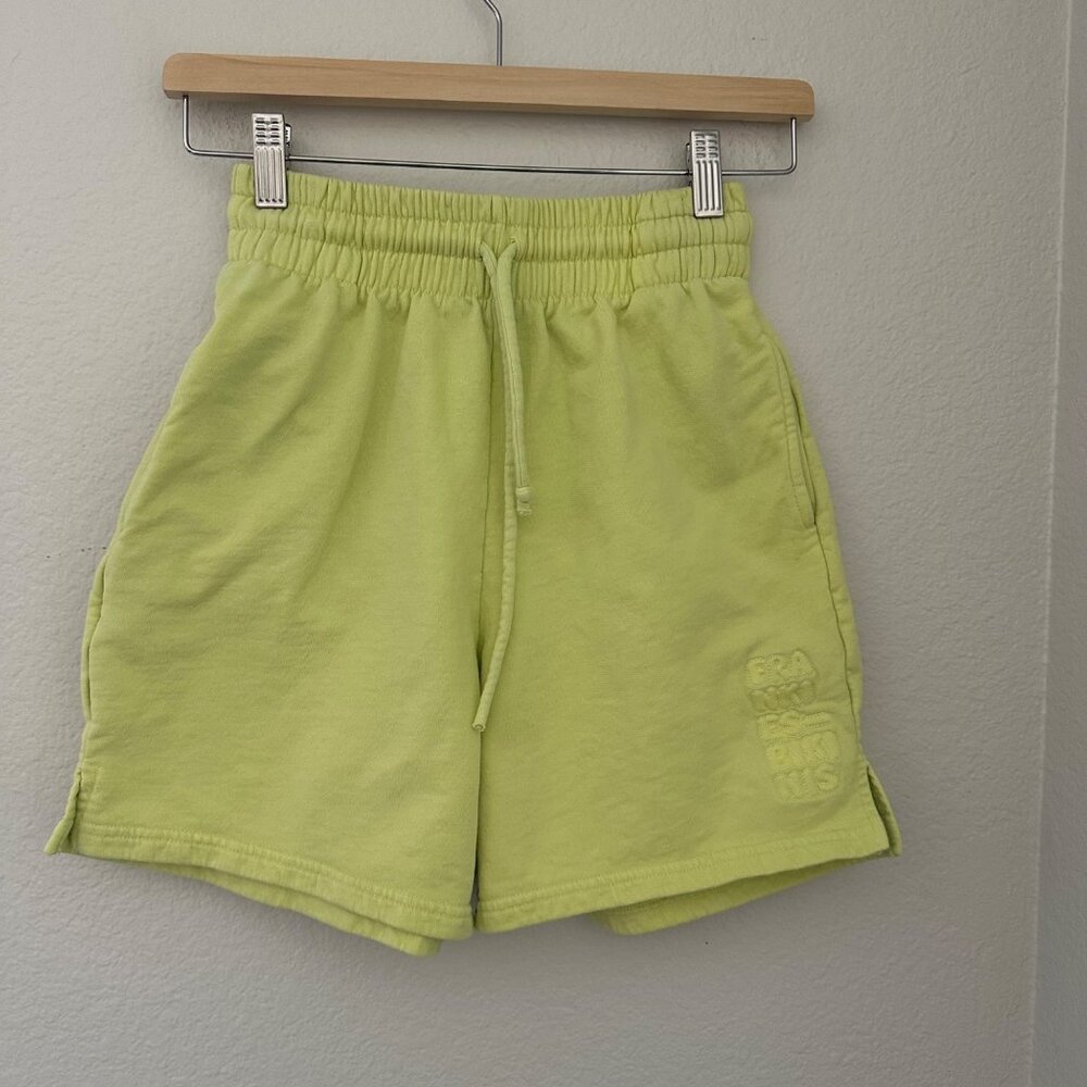 Frankies Bikinis High Waist Burl Sweat Shorts Cosy Cotton Pockets Green Sz S